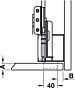 Draaischuifdeurbeslag - Deurdikte: 19-38 mm - Deurhoogte: max 1065 mm - Inbouwlengte: 456 t/m 608 mm