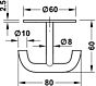 Garderobe Pafondhaak - RVS - 80x60mm