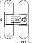 3D Onzichtbaar Scharnier H2 - 45/60 kg - Chroom Mat - Lengte: 9.5 cm