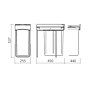 Afvalemmer 1 x 40 L - Grijs - Kastbreedte: min. 300 mm - Hoogte: 537 mm