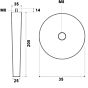 Meubelpoot - Eiken - Zwart mat gelakt - ø 35-25 mm - Hoogte: 200 mm - M8
