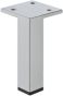 Meubelpoot - Staal - Aluminium kleur RAL 9006 - Hoogtes: 50, 80, 100, 150, 200 mm - Hoekmontage 