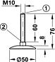 Stelschroef - Voetplaat RVS - M10 x 60 mm