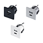 USB A + USB C Lader - Inbouw - 36 x 36 mm - 12 V - Drie kleuren