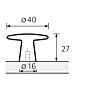 Meubelknop - Zamak - ø 40 - 27 mm - Zwart Mat