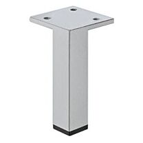 Meubelpoot - Staal - Aluminium kleur RAL 9006 - Hoogtes: 50, 80, 100, 150, 200 mm - Hoekmontage 