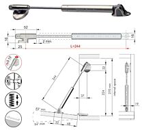 Gasdruk-demper Kraby - Valdeur - Met Frontverstelling - Lengte: 244 mm