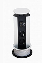 Evoline Port - 2 stekkerdozen - 2 USB-charger - Aluminium