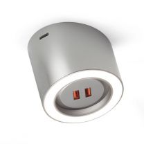 Unika Led Opbouw-spot met USB lader - Hoek van 15° - RVS look