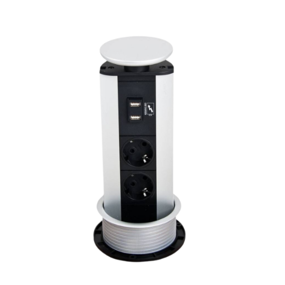 Evoline Port - 2 stekkerdozen - 2 USB-C charger - Aluminium