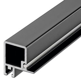 Smartcube Profiel - Boven voor Schuifdeur - Zwart en Inox Look - Lengte: 2500 mm-Zwart