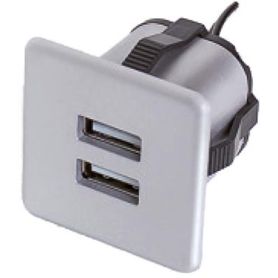 2 x USB A Lader - Inbouw - 36 x 36 mm - 12 V - Grijs