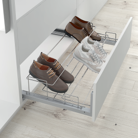 Uittrekbaar Schoenenrek met Frontbevestiging - Chroom - 450-650 mm