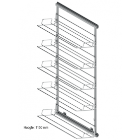 Uittrekbaar Schoenenrek Verticaal - Chroom - Hoogte: 1150 mm