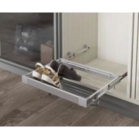 Uittrekbaar Schoenenrek - Aluminiumkleur -  Kastbreedte: 550-880 mm